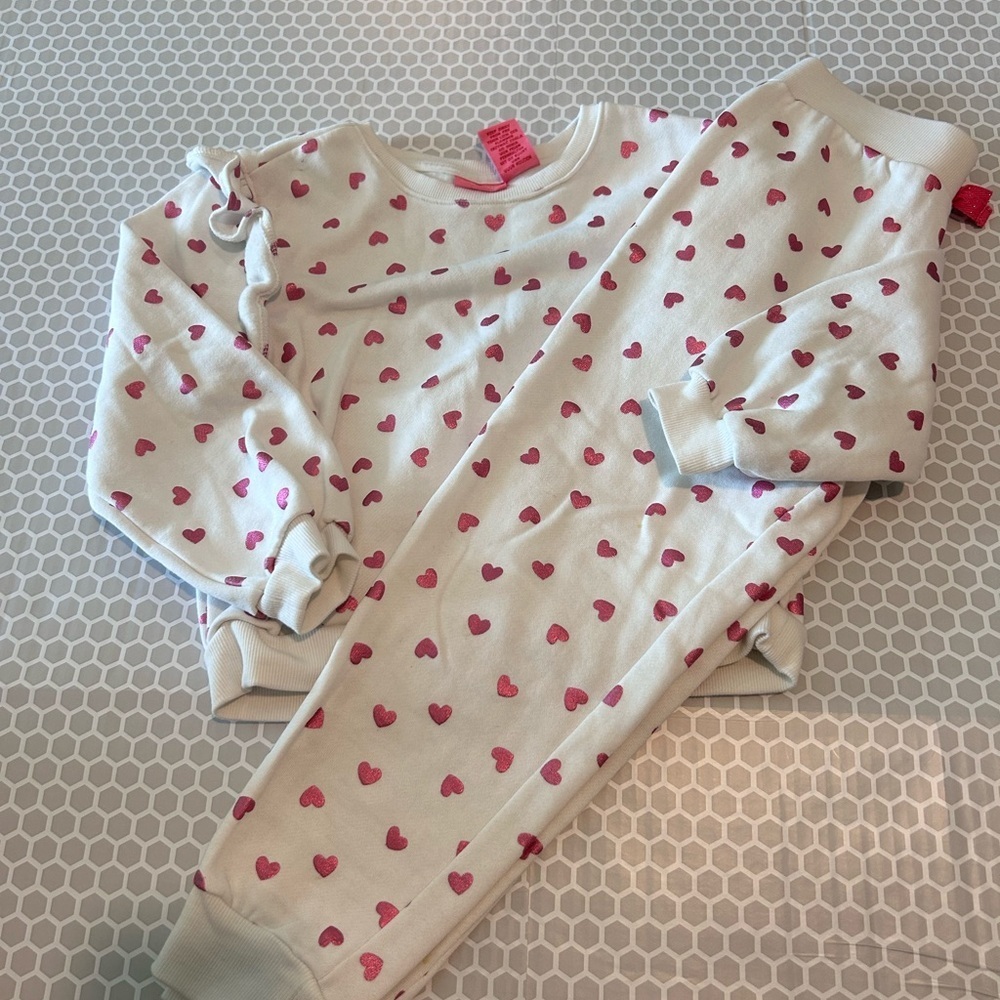 Isaac Mizrahi Kids Heart-Print Sweatshirt Set - Pink Hearts on Cream
